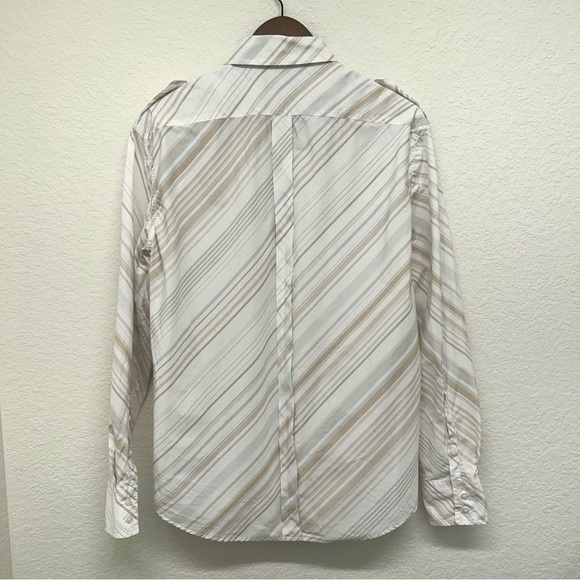 Men’s Ben Sherman Vintage Y2K Tan Striped Button Down Shirt - Medium - Picture 2 of 15